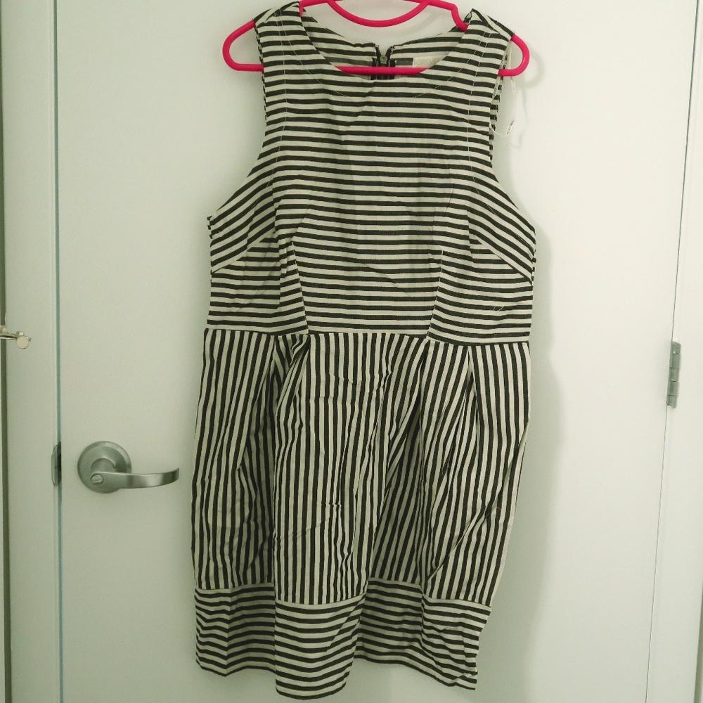 Denim and white striped dress